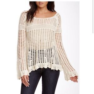 Free People Annabelle Crochet Open Knit Pullover